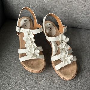 B.O.C white wedge sandals. Size 7